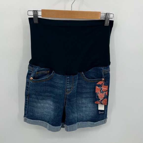 Indigo Poppy maternity denim shorts - Picture 2 of 7